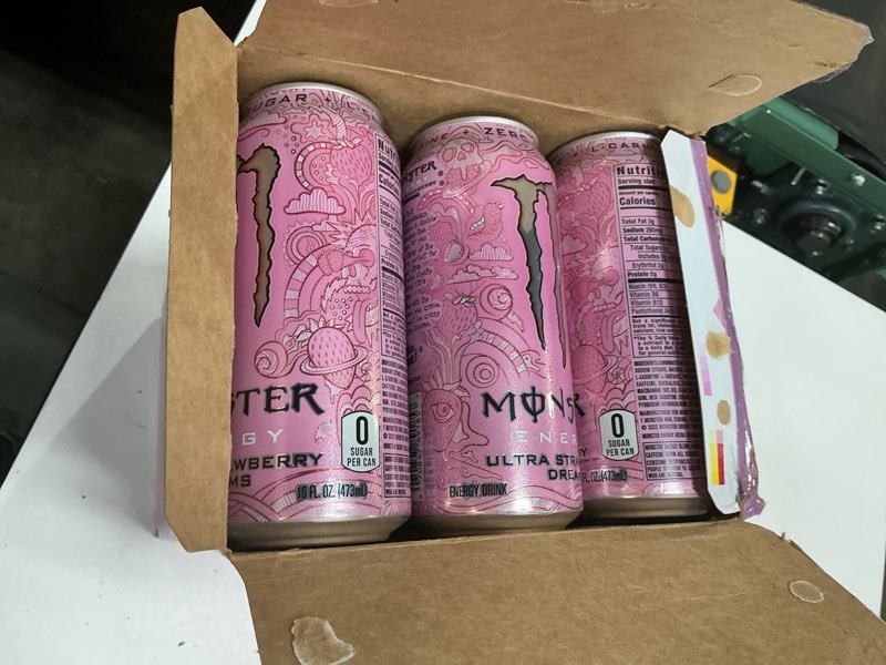 Condition photo showing Good Condition for monster energy ultra strawberry dreams, sugar free energy drink, 16 ounce | pack of 15 ultra strawberry dreams 15 pack