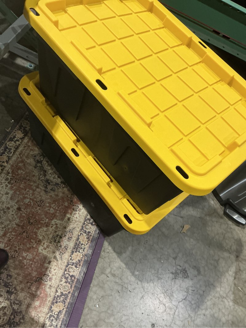 Condition photo showing Good Condition for incomplete two good and two bad member's mark 27 gallon heavy-duty storage tote