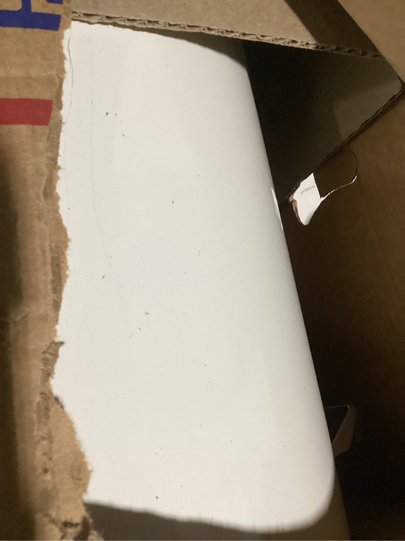 Condition photo showing As Is for idesign steel 7.9 gallon kitchen trash cream 30l round step can cream 12 x 12 x 26