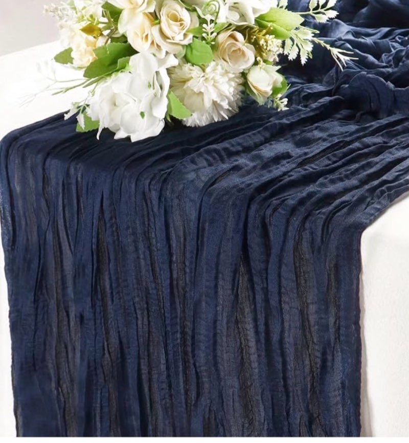 cheesecloth table runner navy blue gauze rustic cheese cloth dining table decor runners long for father’s day party bridal wedding birthday memorial day? decorations, set of 10.