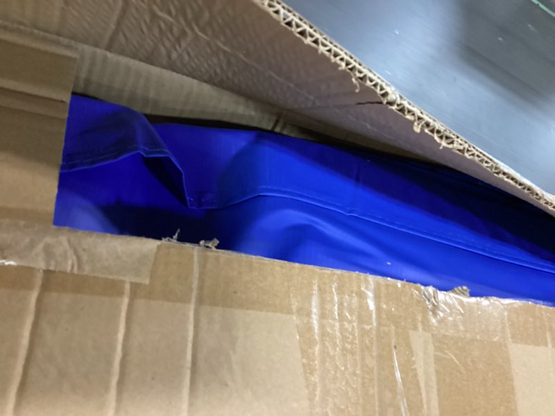 Condition photo showing As Is for langxun universal trampoline repalcement safety pad, 8ft 10ft 12ft 14ft 15ft 16ft waterproof surround spring foam cover for round frame 12ft blue
