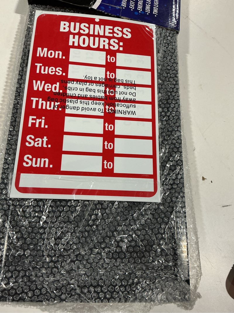 Condition photo showing Good Condition for Neon Open Sign for Business: Vertical LED Sign with Flashing Mode for Stores - Includes Business Hours and Open & Closed Signs Model 5 17" x 10"