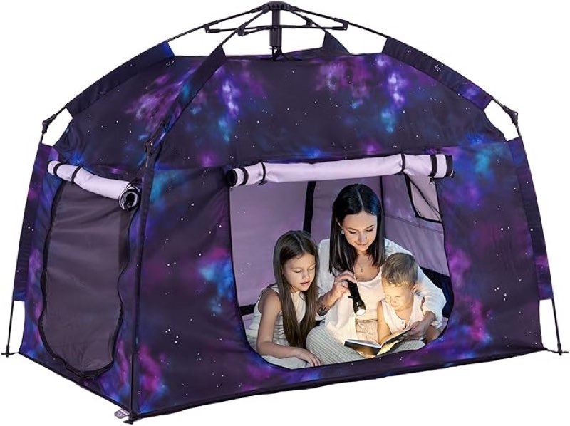 kids play tent-portable playhouse children house -easy set up indoor outdoor with carry bag for kids-light strip design for night use -space for children and parents-birthday (galaxy)