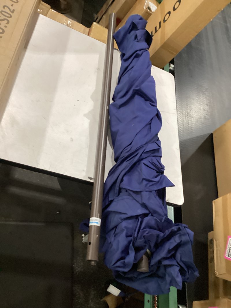 Condition photo showing New/Like New for 6.5' x 10' rectangular patio umbrella large outdoor market umbrella w/uv protection, push button tilt and crank lift, rectangle table umbrella for garden, deck, pool, patio, navy blue