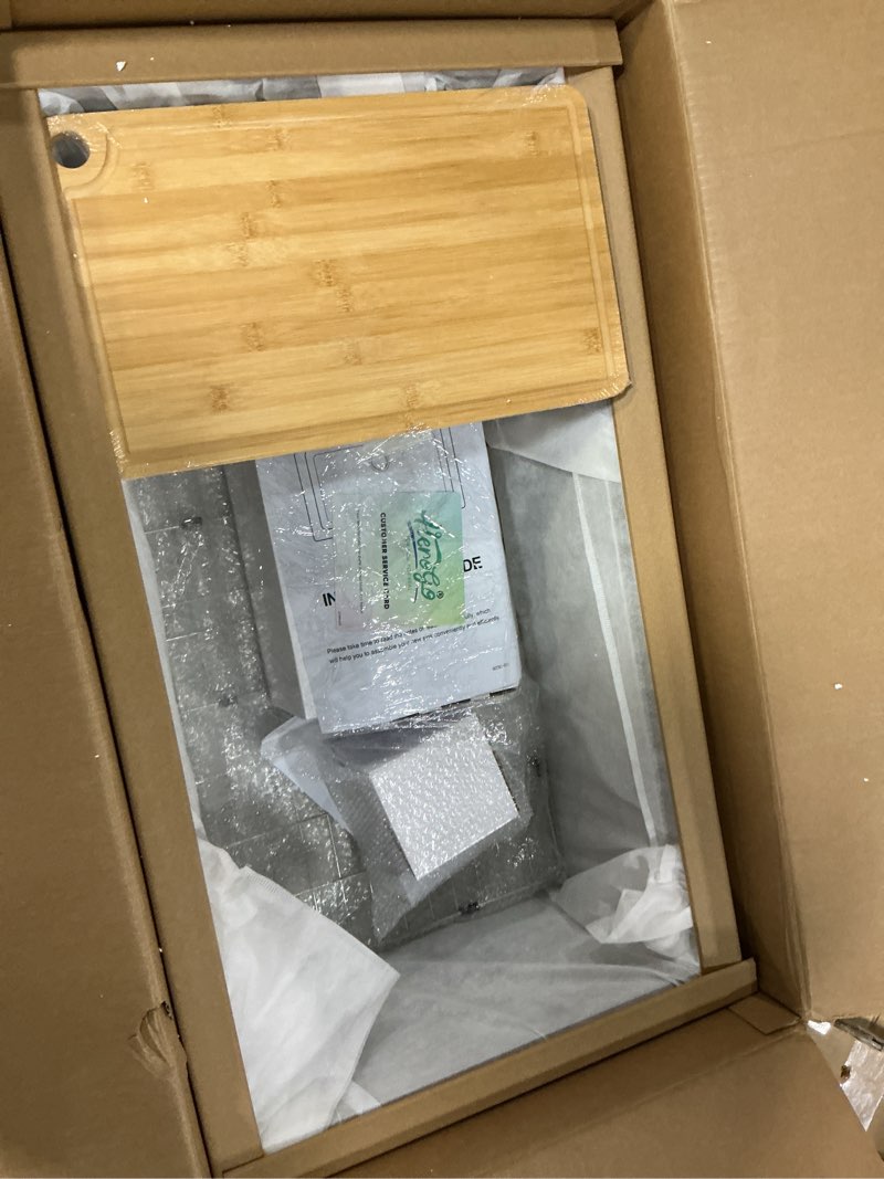 Condition photo showing Good Condition for herogo kitchen sink, 33 x 19 inch large farmhouse undermount kitchen sink, 18/10 stainless steel r10 corner 10 inch deep workstation single bowl with accessories undermount 33×19inch kitchen sink with 4 accessories