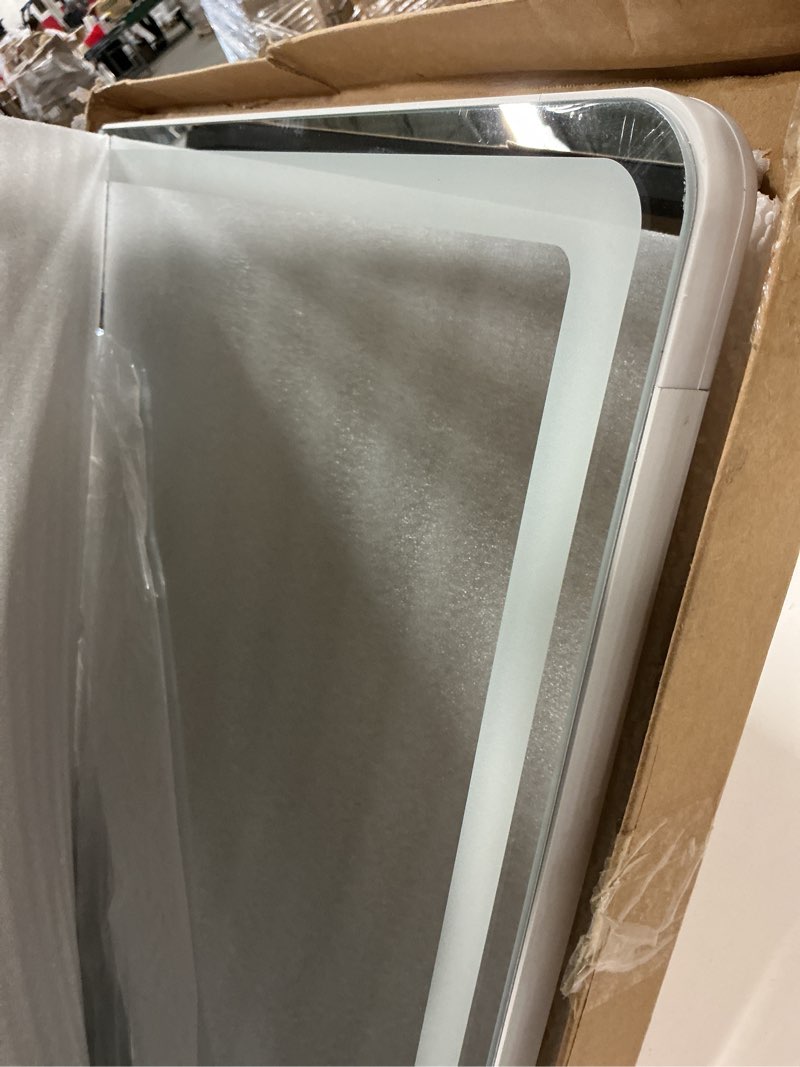 Condition photo showing Good Condition for GLSLAND 65x26 LED Mirror Full Length, Aluminum Alloy Floor Mirrors with Lights, 3 Color Lighting & Dimming for Bedroom Decorative Wall Mounted, White Rectangle 65"L x 26"W
