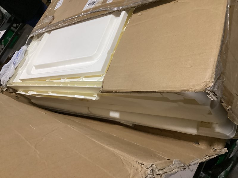 Condition photo showing As Is for 141gal large stackable storage bins with lids and doors, motion sensor lights, 568qt plastic storage cabinet with doors, 6 wheels foldable organizer for home, collapsible storage on wheels, 3 pack