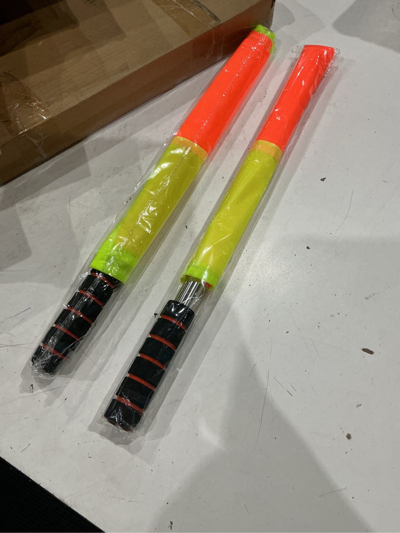 Condition photo showing Good Condition for 2pcs referee linesman flags, referee flags with storage bag, sport referee flag for soer, foot, and hockey training.