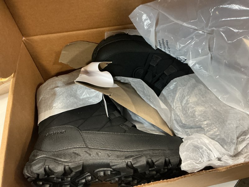 Condition photo showing New/Like New for lands' end expedition waterproof insulated womens snow boots, lace up or slip on winter boots for women, medium or wide width sizes 6 to 11, black, brown, blue, white or grey winter shoes 7.5w  black max