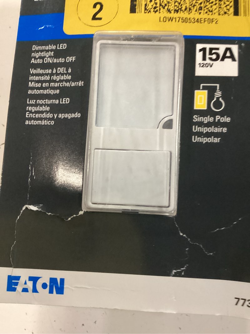 Condition photo showing As Is for eaton 15-amp single-pole night light combination light switch, white