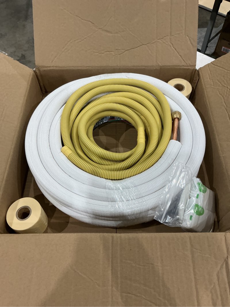 Condition photo showing Good Condition for 20ft mini split line set 1/4*3/8 od hvac copper tube pipe extension,3/8 thickened pe insulation coil air conditioner twin copper line heating equipment hose with flared nuts (20ft (1/4+3/8) with wire)