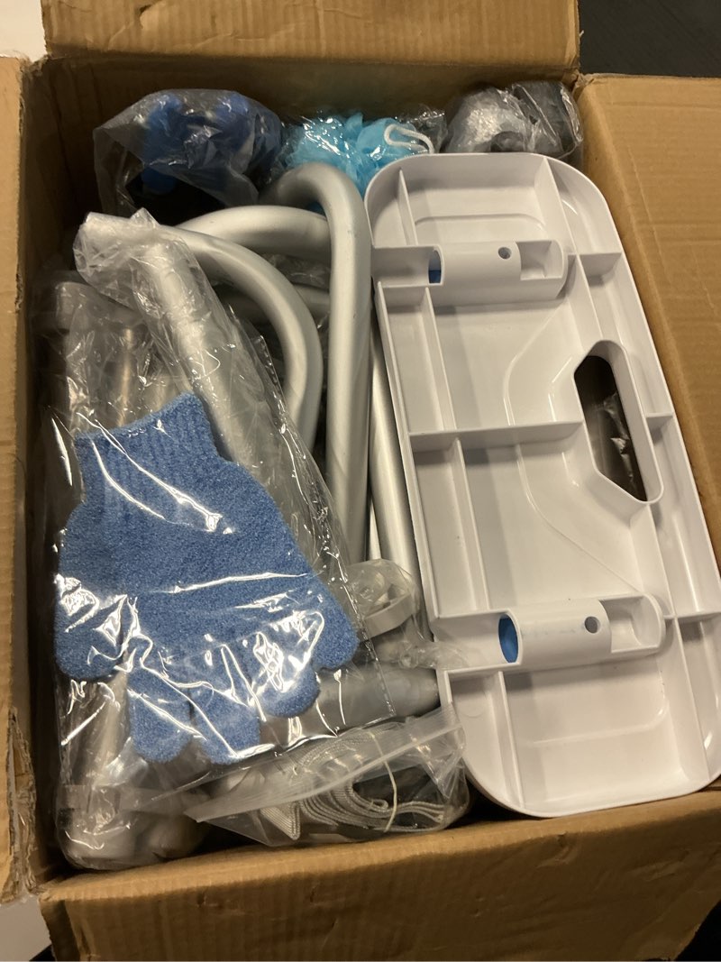 Condition photo showing Good Condition for sliding shower chair with arms and back, 500lbs tub transfer benches with non slip aluminum body and suction cups adjustable height bath seats for seniros elderly disabled or bariatric adults xy5-g302-tl largest sliding shower chair bench
