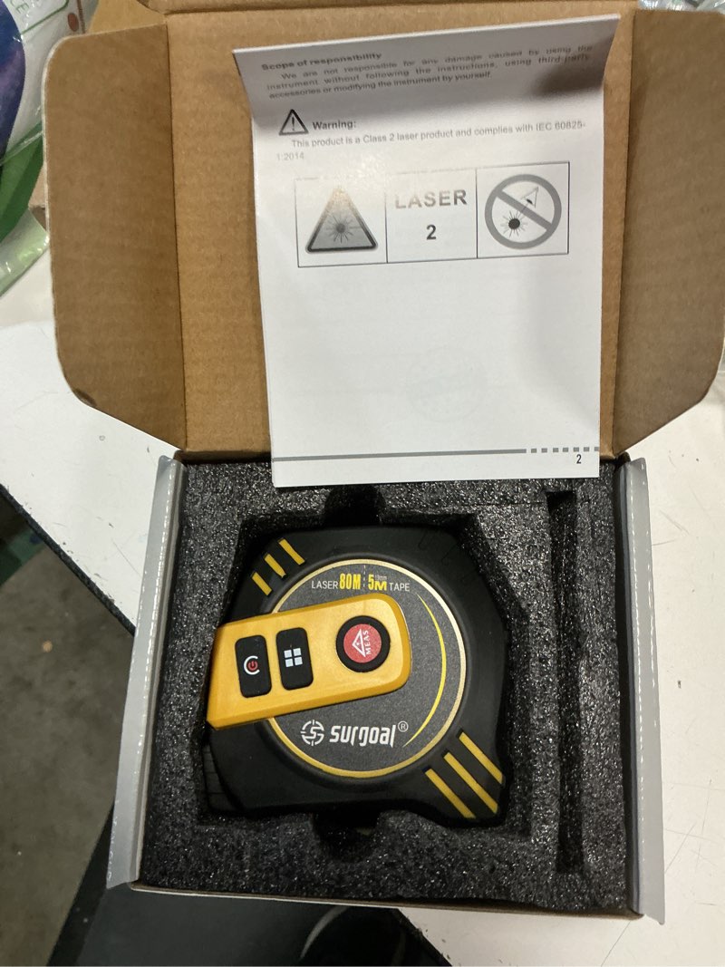 Condition photo showing Good Condition for 2-in-1 Laser Tape Measure 262ft – Digital Measuring Tape with LCD Display, Rechargeable Smart Tape Measure with Distance, Area & Volume Measurement, USB Charging – Construction & DIY Use Green Laser Tape 16ft+262ft
