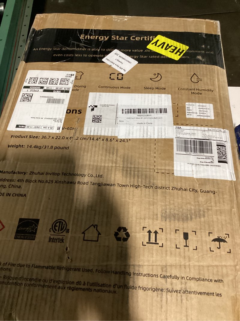 Condition photo showing Good Condition for 4500 sq.ft energy star most efficient 2025 dehumidifier,aeocky max 80 pint/day smart compressor dehumidifier with drain hose, intelligent humidistat,for basement,bedroom,home,bathroom