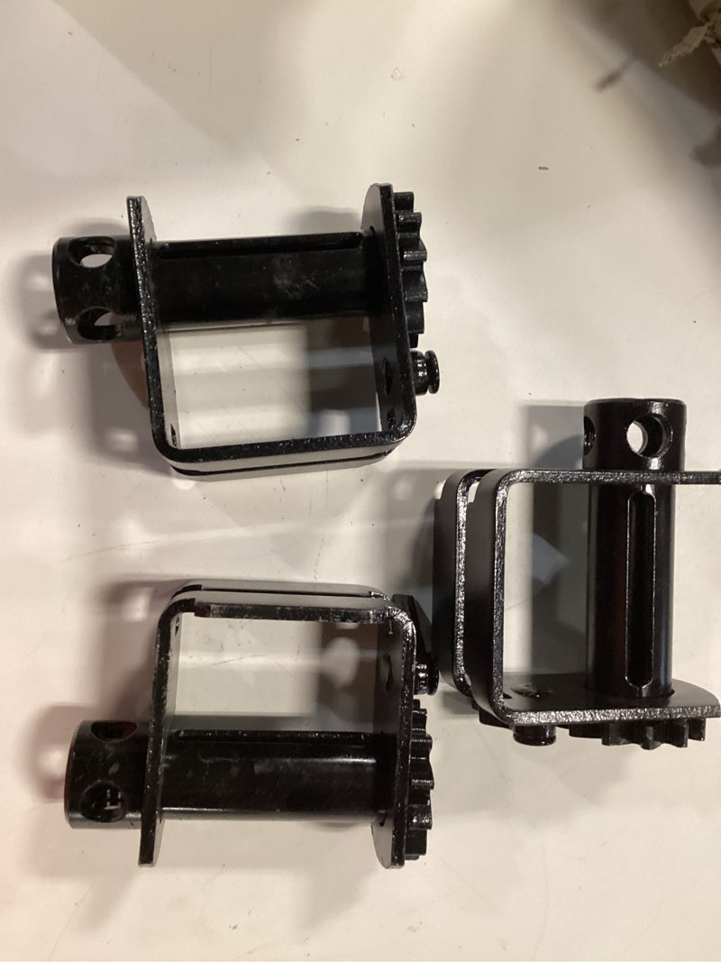 Condition photo showing As Is for 4 pack weld on winches 4\" strap binders for flatbed truck trailer tie down cargo cargo control, works with 2\", 3\" or 4\" straps, 5,500 lbs working load limit, heavy-duty truck missing one
