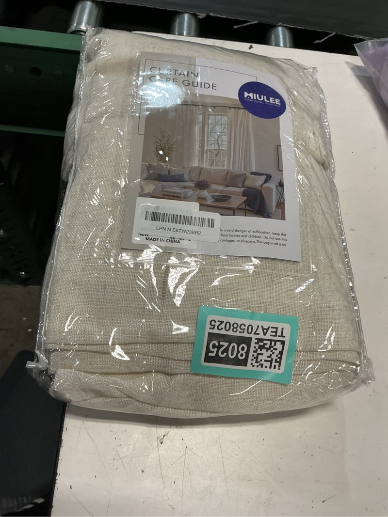 Condition photo showing Good Condition for miulee pinch pleated natural linen curtains 84 inches long 2 panels for bedroom living room, soft thick linen textured window drapes back tab hooks semi sheer light filtering neutral farmhouse cream natural 40"w x 84"l (pack of 2)