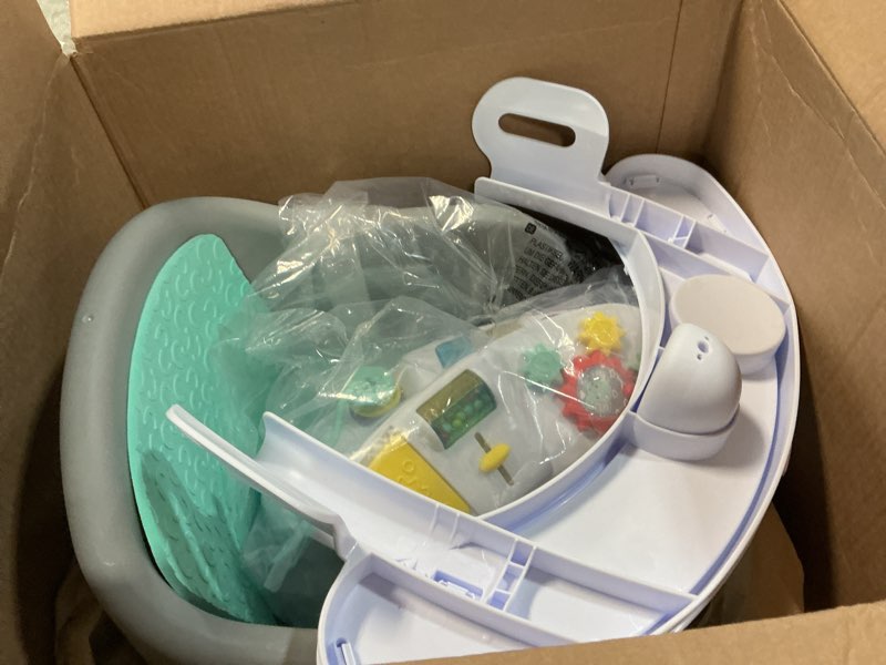 Condition photo showing Good Condition for infantino music & lights 3-in-1 discovery seat & booster, toddler booster seat for dining table or kitchen chair, baby activity center & snack tray, teal