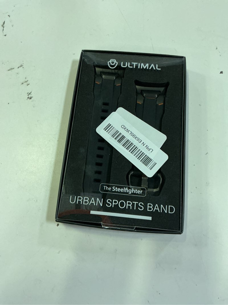 Condition photo showing New/Like New for ultimal rugged band for apple watch ultra 3/2/1 49mm, series 11/10/9/8/7/6/5/4 se 46mm/45mm/44mm, waterproof, soft tpu strap with stainless steel buckle & connectors, sweat-resistant, easy to clean, fits 155-225mm wrist (titanium/black) black/titanium