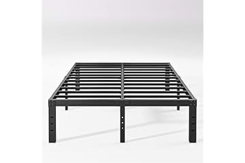 14 inch king bed frame no box spring needed, metal platform king size bed frame, heavy duty, easy assembly and noise free, black