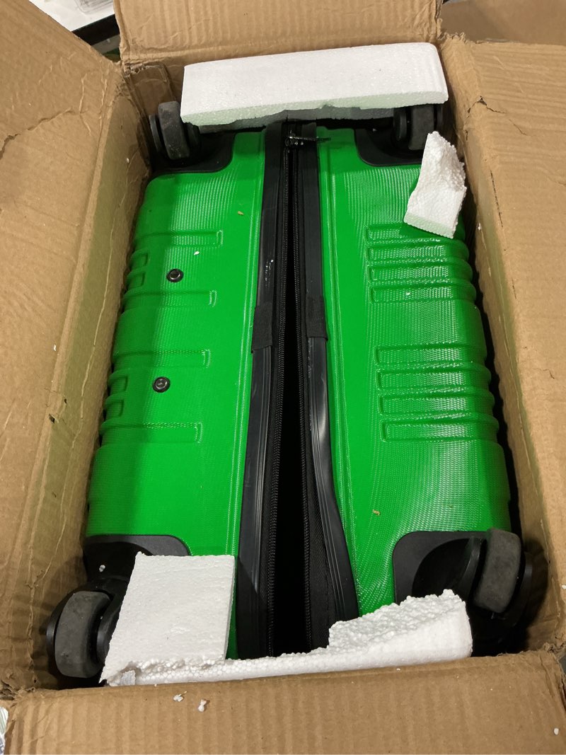 Condition photo showing As Is for kenneth cole reaction out of bounds lightweight hardshell 4-wheel spinner luggage, kelly green, 2-piece set (20" & 28") 2-piece set (20" & 28") kelly green