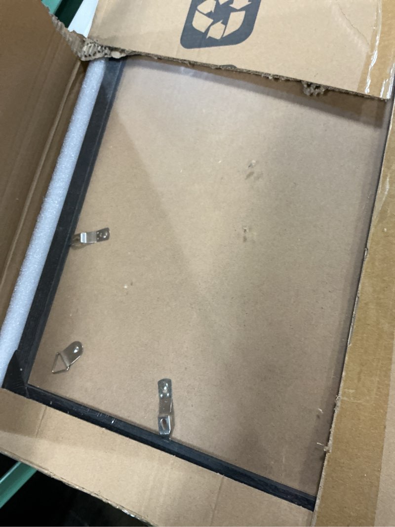 Condition photo showing Good Condition for 22x28 frame set of 2, rustic black wood style - display 18x24 picture frame with mat or 22 x 28 poster frame without mat, wall mounting horizontal and vertical rustic black 22x28 in