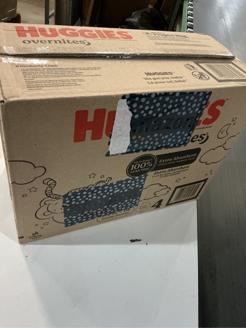 Condition photo showing New/Like New for huggies size 4 overnites baby diapers: overnight diapers, size 4 (22-37 lbs), 116 ct (2 packs of 58), packaging may vary size 4 116
