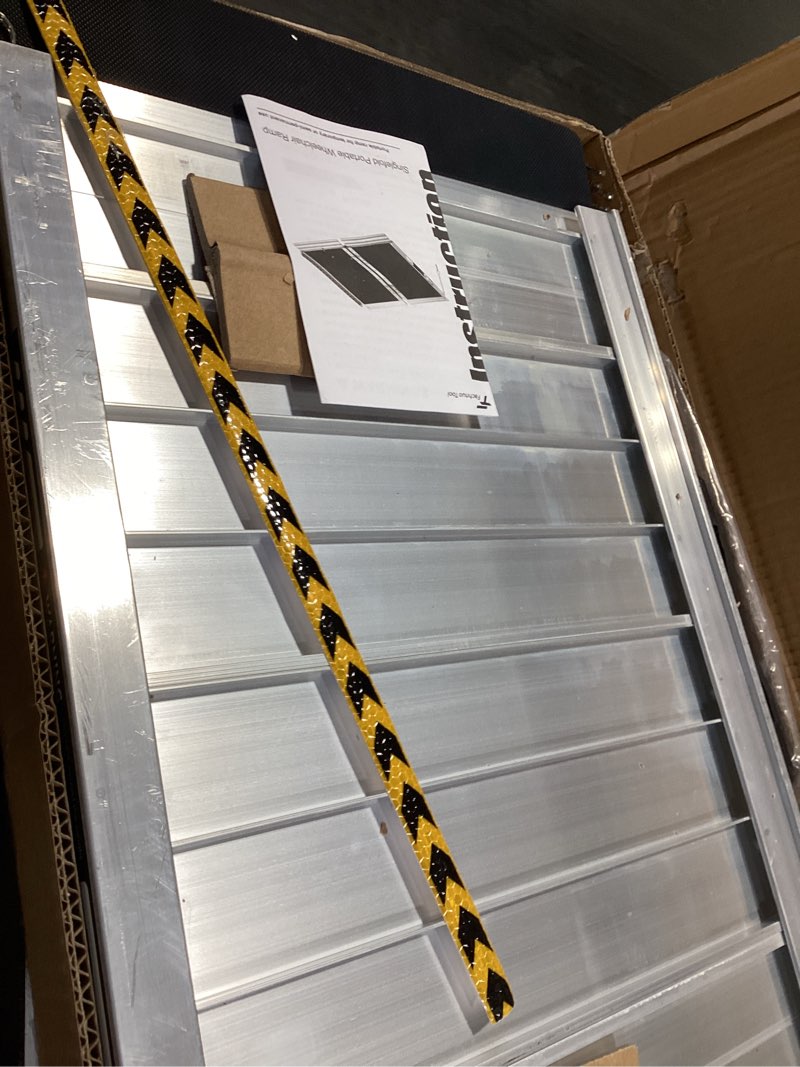 Condition photo showing Good Condition for fachnuo 2 feet portable wheelchair ramp, non-skid aluminum handicap ramps with handle, folding threshold wheel chair ramp for home steps, stairs, entry, threshold, doorways, scooter, 800lbs capacity aluminum 2ft(using height 2-6'')