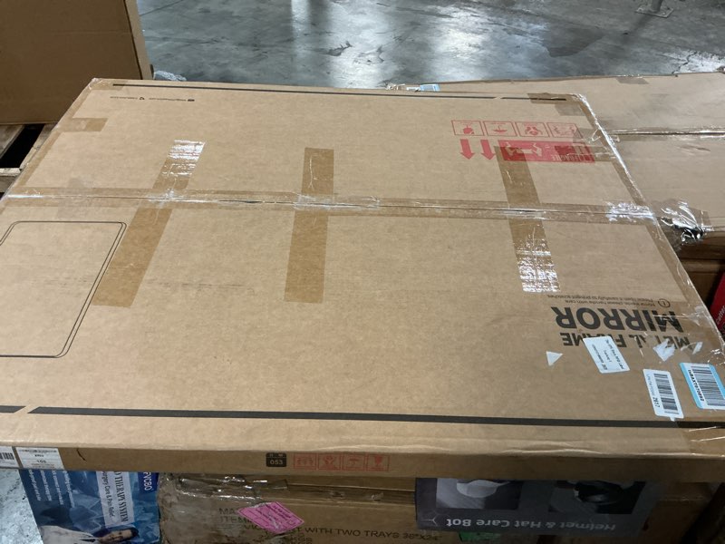 Condition photo showing Good Condition for TETOTE Bathroom Mirror for Over Sink Brushed Nickel Beveled Frame 42" x 36" Rectangle Bathroom Vanity Wall Mirror, Tempered Glass, Stronger Frame, Modern Farmhouse Bedroom, Entryway, Living Room 36"L x 42"W Brushed Nickel