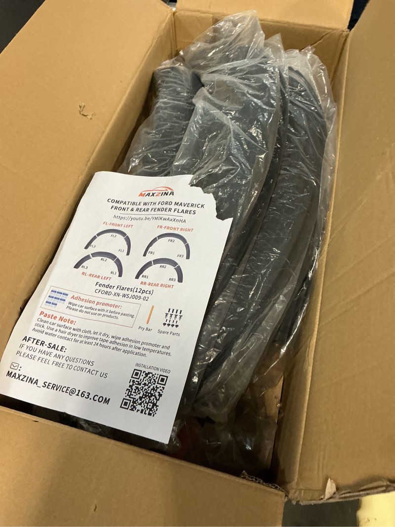 Condition photo showing New/Like New for fender flares compatible with 2022-2025 ford maverick front & rear wheel eyebrow protectors fender trim covers pp plastic 12pcs no drilling for 2024 maverick accessories fender flares 12pcs