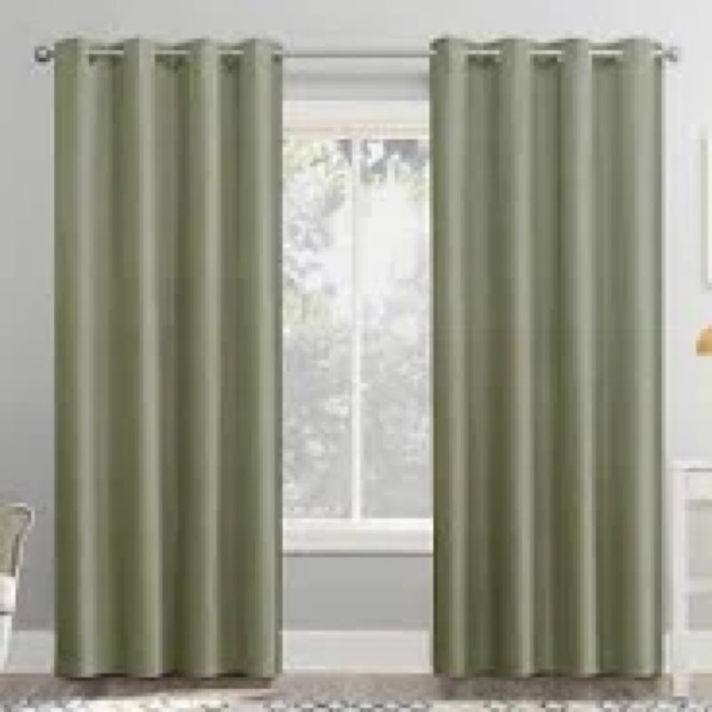 YoungsTex Sage Green Blackout Linen Curtains 84 Inch Length for Living Room, Rustic Thermal Insulate