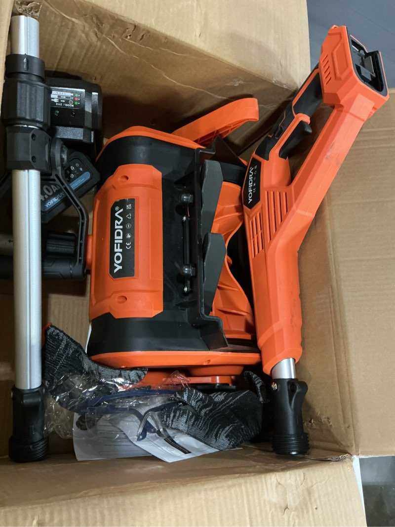 Condition photo showing Good Condition for Cordless Snow Shovel, Electric Snow Shovel 12" Width 6.7" Depth Cleaning and 20ft Throwing Distance, 4 Ah 21V Battery Brushless Snow Mover with Adjustable Front Handle for Driveway, Steps, Patio Orange