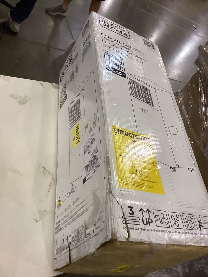 Condition photo showing New/Like New for BLACK+DECKER Portable Air Conditioner, 8,500 BTU for Rooms Up To 350 Sq. Ft., Portable AC with Full Function Remote Control & Window Kit, BPACT05SM, White