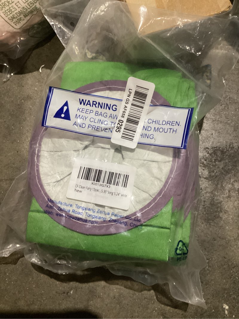 Condition photo showing As Is for cf clean fairy 15pack vacuum bags compatible with proteam aviation vac quietpro bp & super quartervac models replacement for part #100431 6qt intercept micro filter bag 15.35" long 5.24" wide