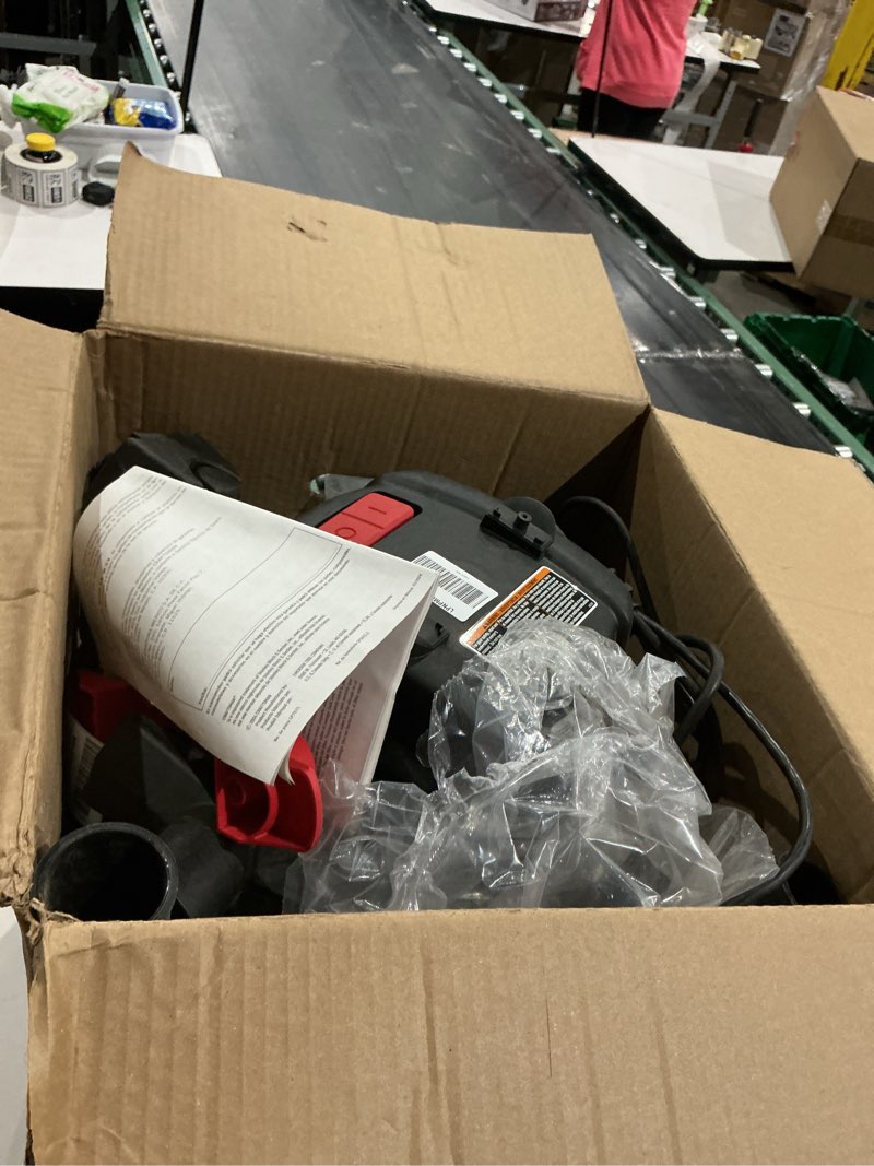 Condition photo showing As Is for craftsman cmxevbe17590 9 gallon 4.25 peak hp wet dry vac, portable shop vacuum wet and dry with filter, dust bag, hose and attachments for home, garage and automotive cleaning