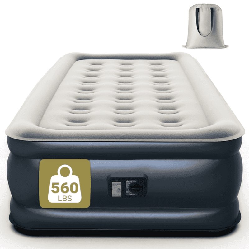 iDOO Air Mattress, Inflatable Airbed with Built-in Pump for Guest Home Camping Travel, 560lb Max, (Twin Size 18")