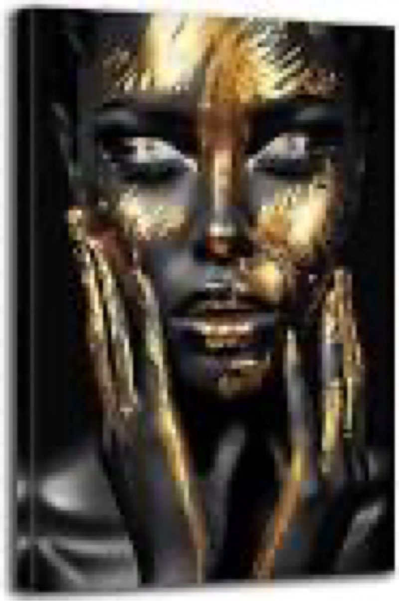 black woman wall art african american wall art canvas framed black and gold women portrait canvas print artwork black art wall decor african decorations for living room 16”x24”