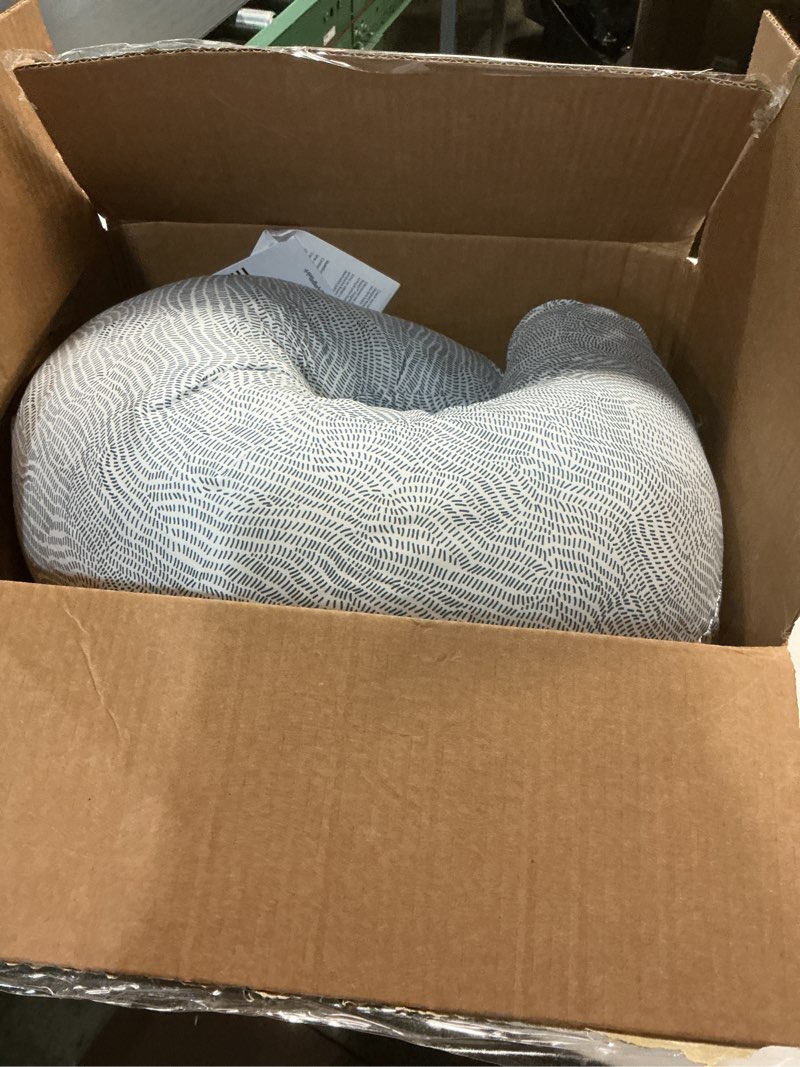 Condition photo showing Good Condition for boppy nursing pillow - ergonomic bottle & breastfeeding pillow with high, firm, large area, water-repellent cushion with washable cover; baby safety alliance verified - blue speckled current new nursing pillow blue speckled current