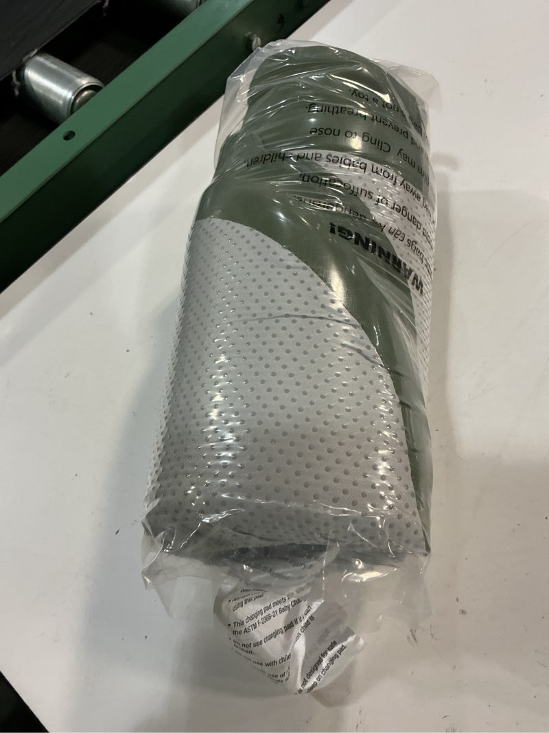 Condition photo showing Good Condition for baby changing pad, waterproof vegan leather wipeable diaper changing pad with safety strap non-slip changing mat for dresser & table dark green