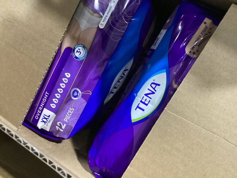 Condition photo showing As Is for TENA Sensitive Care Overnight Incontinence Underwear for Women, Bladder Control and Postpartum, XXL, 48 Count (Waist size 47in-66in) 2X-Large 48