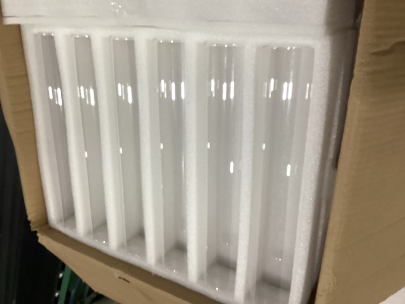 Condition photo showing New/Like New for treela 6 pcs 2.5" w x 14" h hurricane candle holder sleeve bottomless glass cylinder candleholder sleeve tall candle glass cover clear open ended shade chimney tube cover for pillar taper lamp