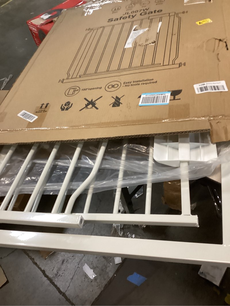 Condition photo showing Good Condition for Extra Wide Baby Gate 57.5-62.2 Pressure Mounted,Child Dog Pet Safety Gates with Walk Through Door for Doorways Stairs No Drilling in Door,White 57.5--62.2inch