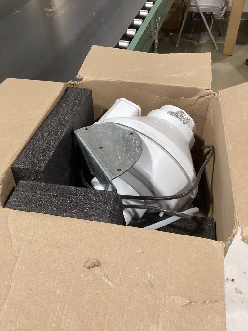 Condition photo showing As Is for similar productdryer booster fan with auto on/off pressure sensor-4” dbf 110 inline dryer vent booster for long duct runs for indoor/outdoor, reduces drying time & lint buildup 167 cfm