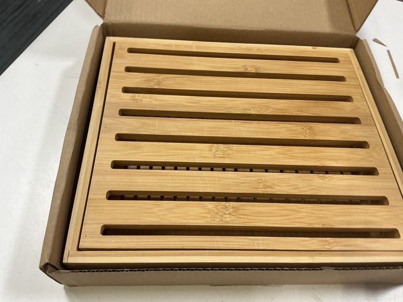 Condition photo showing Good Condition for Bread Slicer for Sourdough Rounds, Bread Slicing Guide for Homemade Bread, Wide Bamboo Base for Artisan Loaves, Compact Design, Doubles as Serving Tray (No Knife)