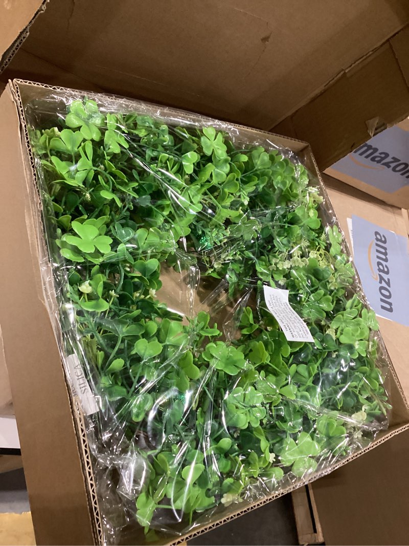 Condition photo showing New/Like New for thick & timer - st patricks day decorations, 18 inch st patricks day shamrock wreaths for front door with 20 green lights glitter clover berries spring wreath irish st. patrick's day door decorations