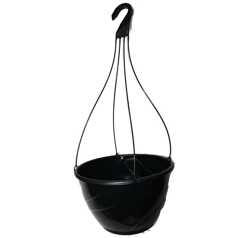 12" BLACK Plastic Hanging Baskets {Set of 25} - DECO SWIRL