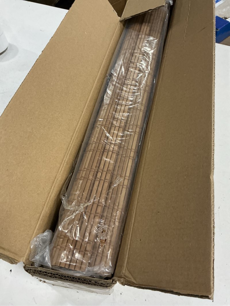 Condition photo showing Good Condition for lazblinds no tools no drill cordless bamboo roman shades, light filtering window treatment, roll up bamboo blinds for window 34'' w x 64'' h, squirrel squirrel 34'' w x 64'' h