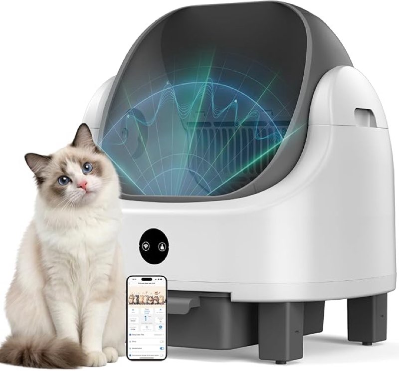 open-top self cleaning cat litter box, automatic cat litter box, app control,upgraded safety protect