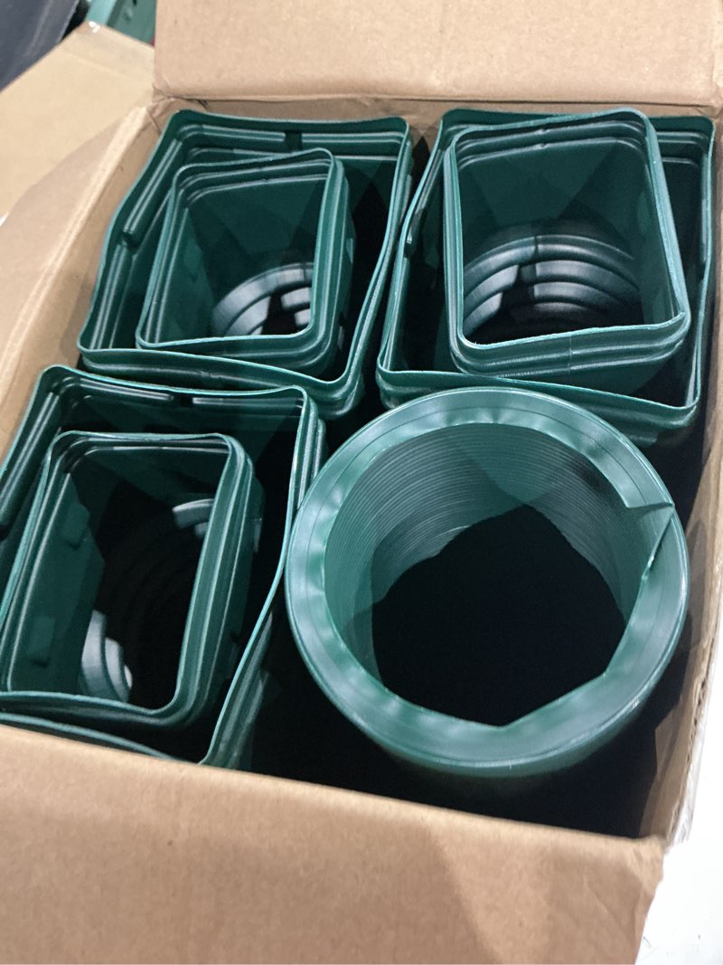 Condition photo showing As Is for 4 pack rain gutter downspout extensions flexible, drain downspout extender,down spout drain extender, gutter connector rainwater drainage,extendable from 21 to 68 inches(green)