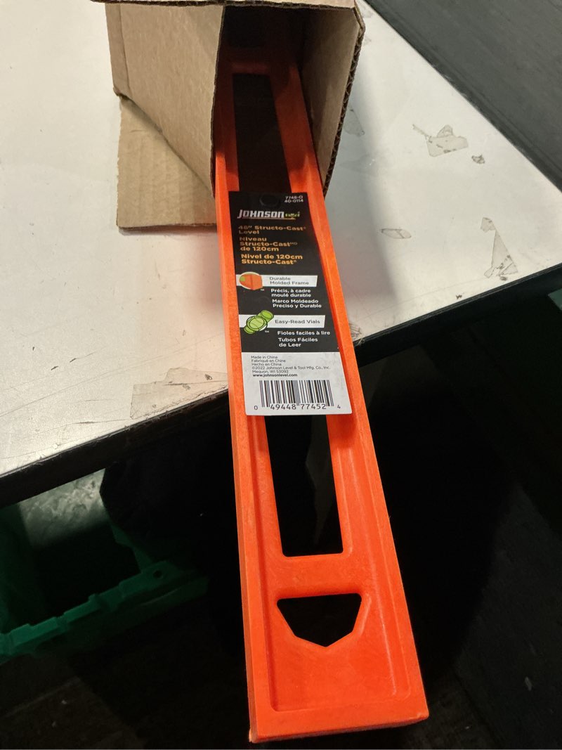 Condition photo showing As Is for Johnson Structo-Cast 48 in. Plastic I-Beam Level 3 vial 48 Inch