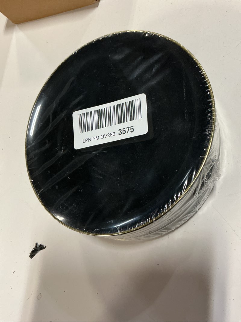 Condition photo showing As Is for (incomplete)bestluck 100 pcs black gold plastic plates, 7 inch black disposable plates for party, disposable dessert plates for party, graduation, birthday, wedding black 7 inch